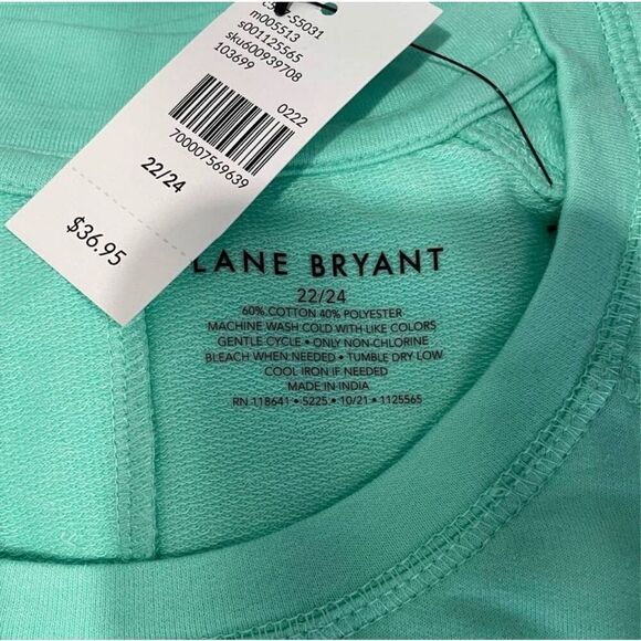 Lane Bryant French Terry Crewneck T-shirt Mint Green Tee Plus Size 22/24 NWT - Picture 5 of 7